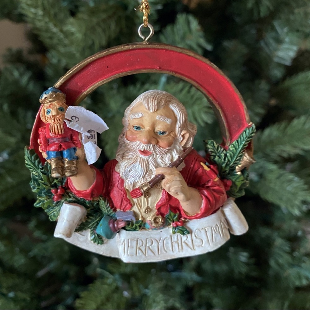 Vintage Christmas Santa Ornament Artist Santa Claus Nutcracker